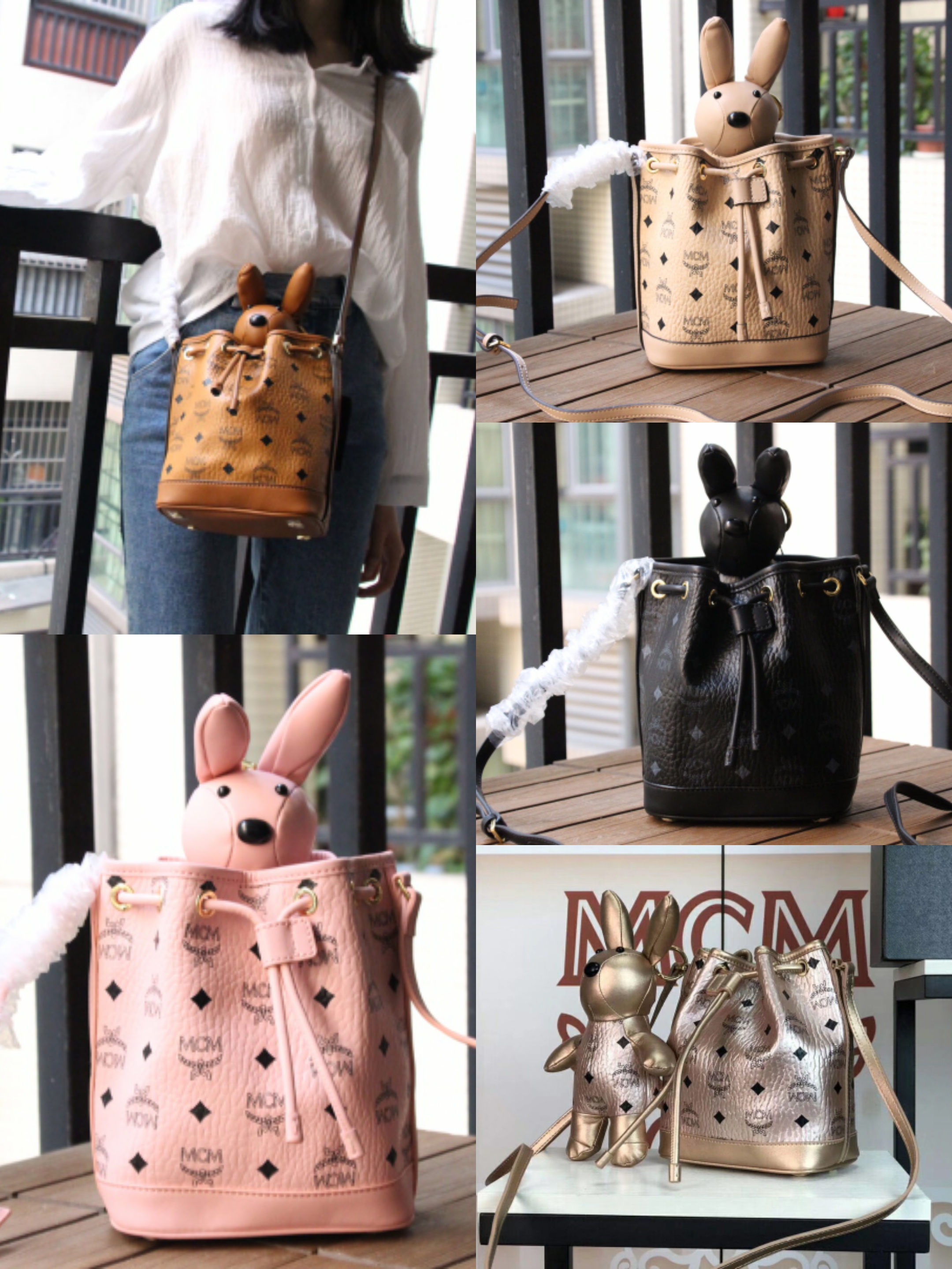 กระเป๋า mcm สะพายข้าง พร้อมกระต่าย ไซส์ 32 * 18 cm