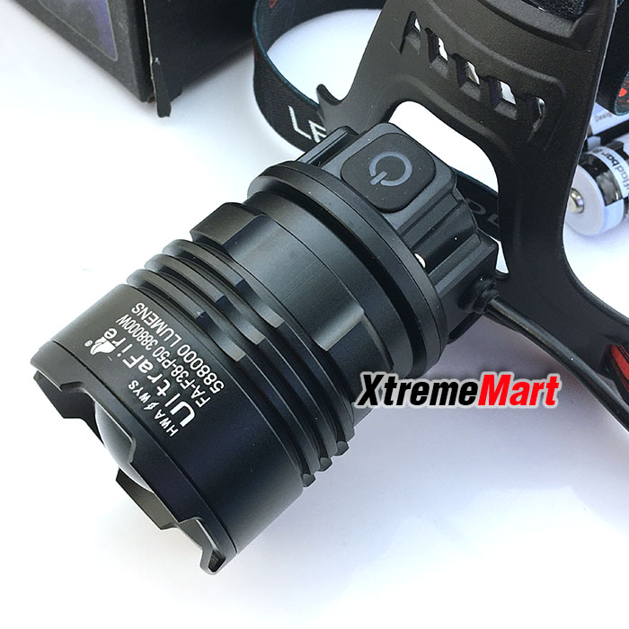 ชุดเซตไฟฉายคาดหัวซูม Ultrafire FA-F38-P50 LED แสงสีขาว สว่างมาก พร้อมแบตเตอรี่และสายชาร์จ USB