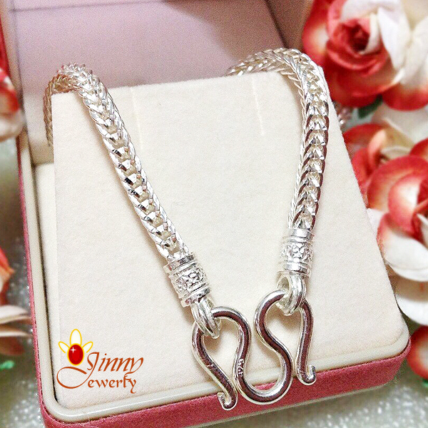 สร้อยคอเงินแท้ 92.5% สร้อยห้อยพระ 1 องค์ ลายสี่เสา ความหนา 3.0 มิล ขายดีสุดๆ ไม่รวมจี้ (สร้อยงานไทย)