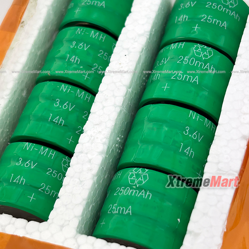 ถ่านกระดุมมีขา 3.6V 250mAh NI-MH Ni MH Batteries With 2-Pins Rechargeable Button Cell Battery for Clock memory (ชิ้นละ)
