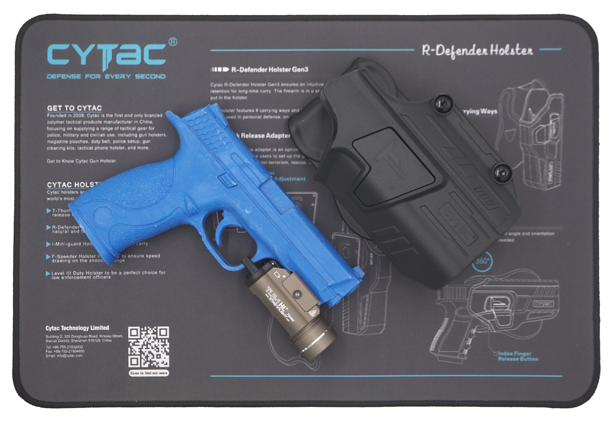 CYTAC thailand ซองพกนอกปลดล็อคนิ้วชี้ Mega-Fit ติดไฟฉาย ( Mega-Fit Light Holster )