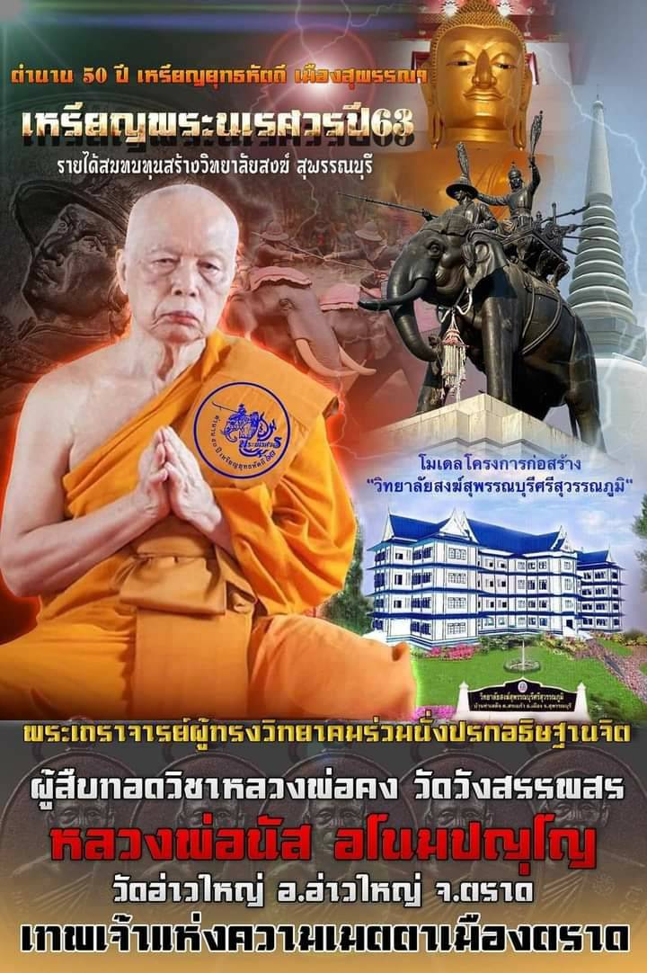 รูปหล่อ พระนเรศวร ทรงช้าง ออกศึก เนื้อทองเหลือง ปี2563