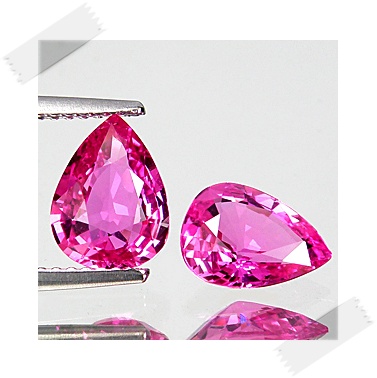TOP PINK SAPPHIRE รูปหยดน้ำคู่เหมือน น้ำหนักรวม 3.59 กะรัต ขนาด 7x9 มิล สีเบอร์ 1 สีชมพูหวานสวย ไฟดี เนื้อสะอาดมองตาเปล่าไม่มีตำหนิ สะอาดเกือบ 100%