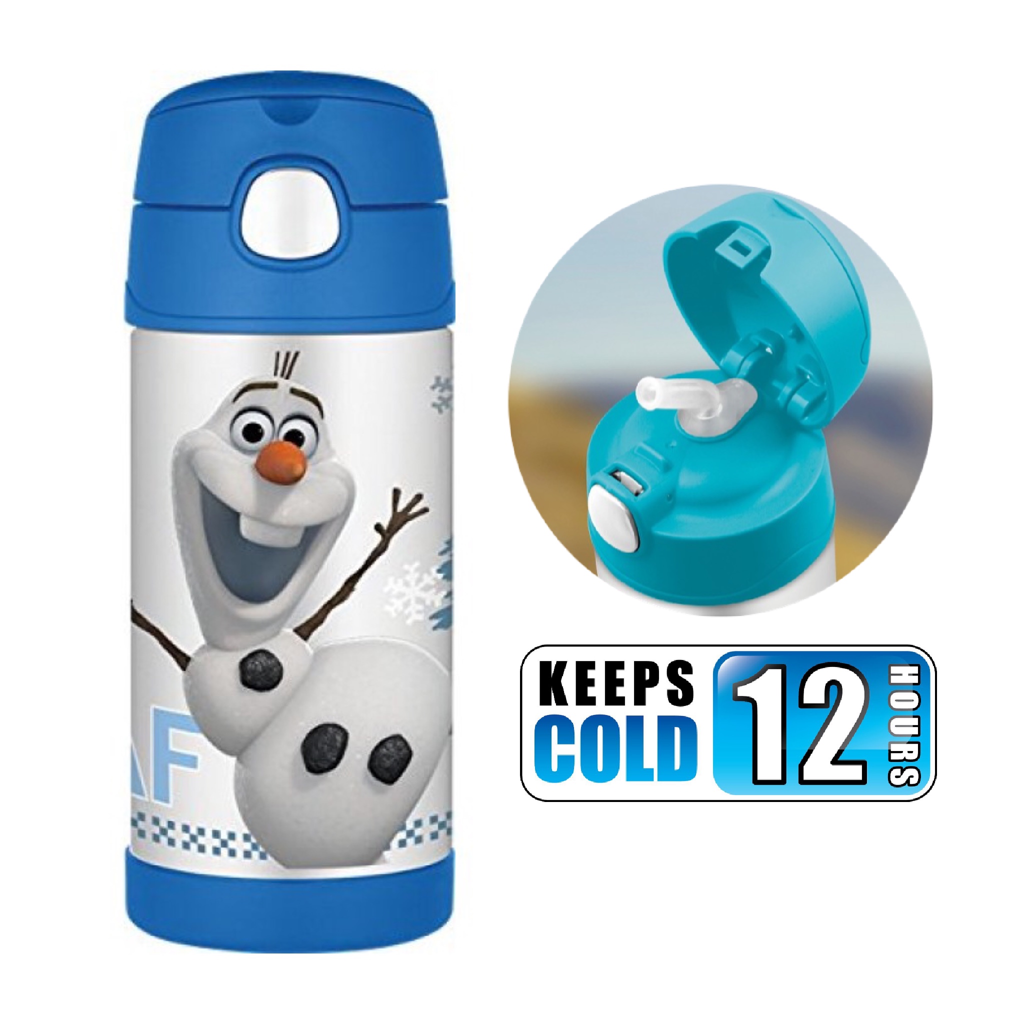กระติกน้ำสเตนเลสรักษาอุณหภูมิ Thermos FUNtainer Vacuum Insulated Stainless Steel Bottle 12OZ (Frozen Olaf)