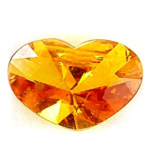 Yellow Sapphire บุศราคัมบางกะจะ พลอยเนื้อแข็ง รูปหัวใจ เจียระไนก้นเพชร หนัก 1.59 กะรัตสีเหลืองทองเข้มเกือบส้ม ความสะอาดมองตาเปล่า 95%
