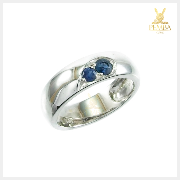 แหวนไพลินแท้ อัญมณีสีน้ำเงินงดงาม เงินแท้925 ชุบทองคำขาว แหวนพลอยแท้