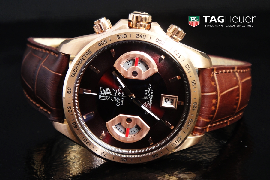 นาฬิกา TAG Heuer Grand Carrera Calibre 17 เกรด Mirror ระบบ Chronograph สายหนังน้ำตาลเนียนสุดๆ