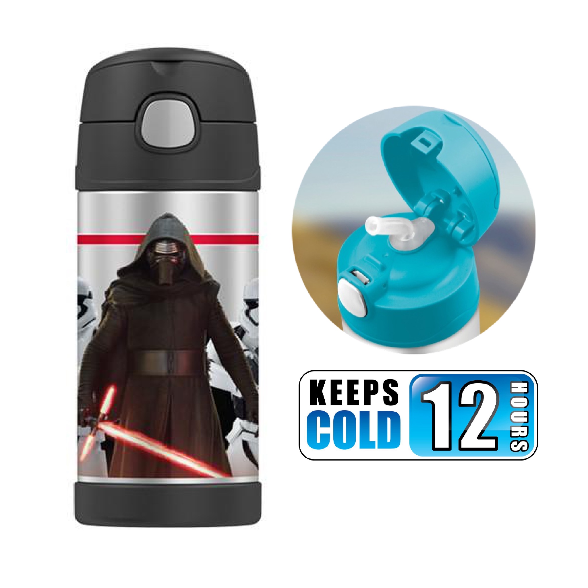 กระติกน้ำสเตนเลสรักษาอุณหภูมิ Thermos FUNtainer Vacuum Insulated Stainless Steel Bottle 12OZ (Star Wars Episode VII Kylo Ren)