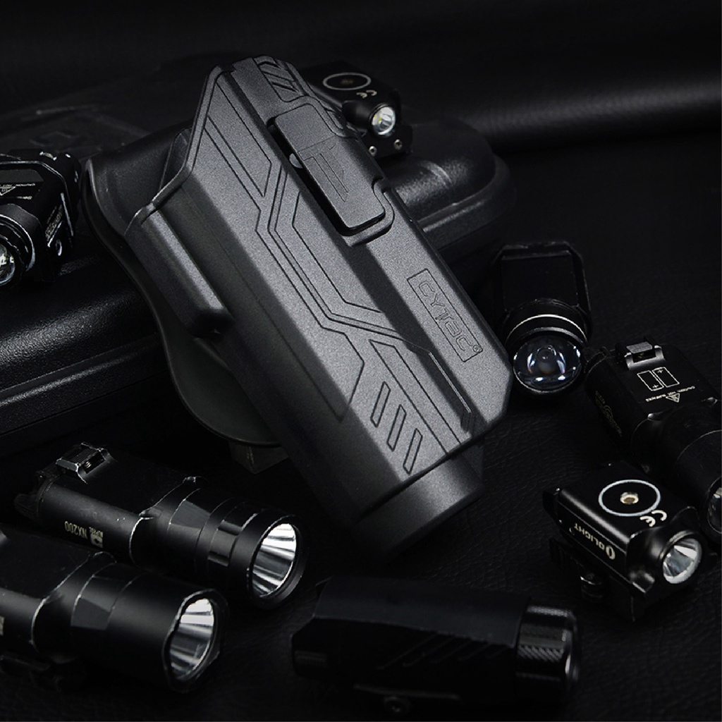 CYTAC thailand ซองพกนอก GLOCK 19 ติดไฟฉาย สามารถใช้กับไฟฉายหลายชนิด (ปลดล็อคนิ้วชี้)