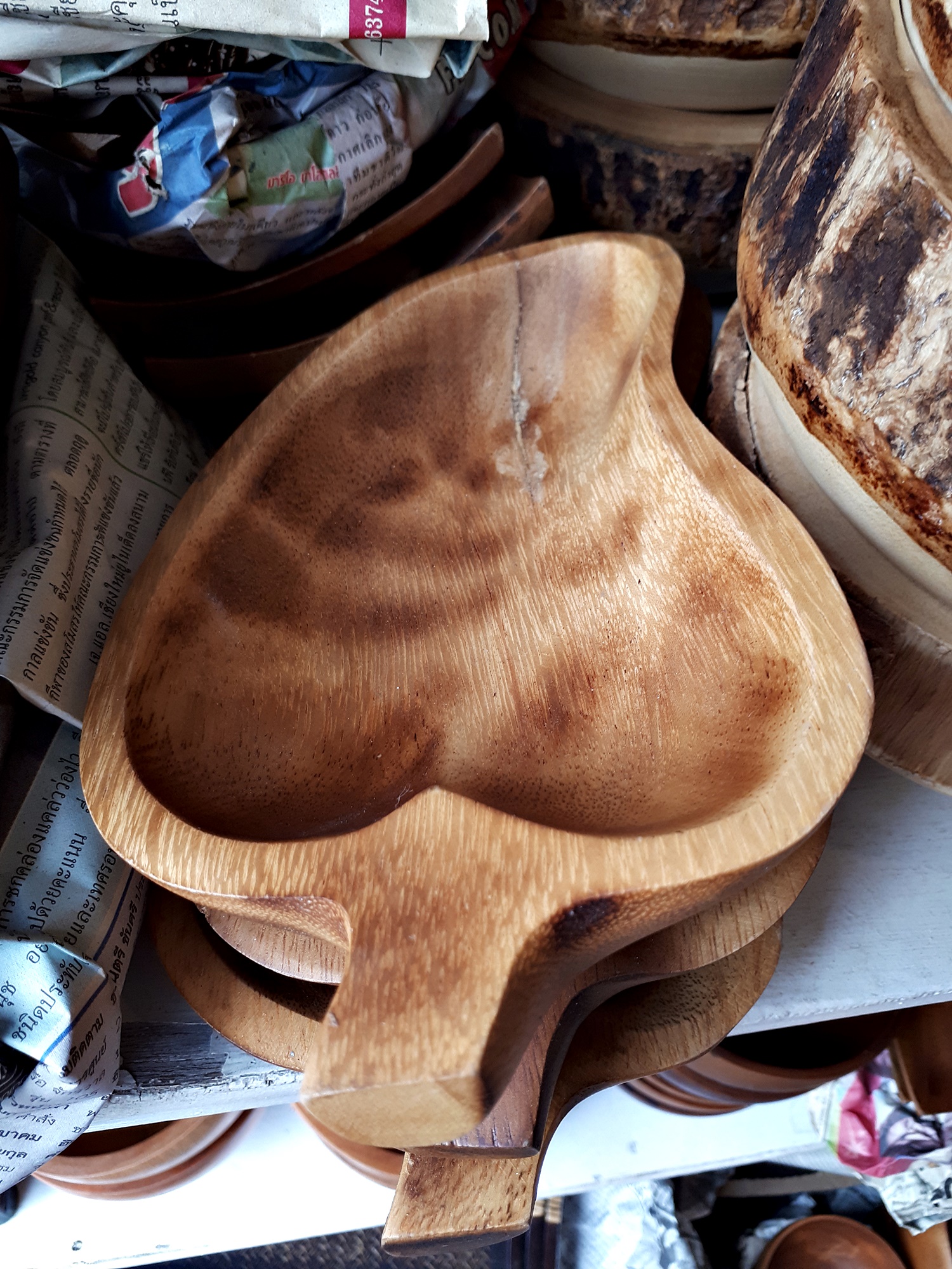 ถ้วย ถาด ไม้ ลายมะม่วง