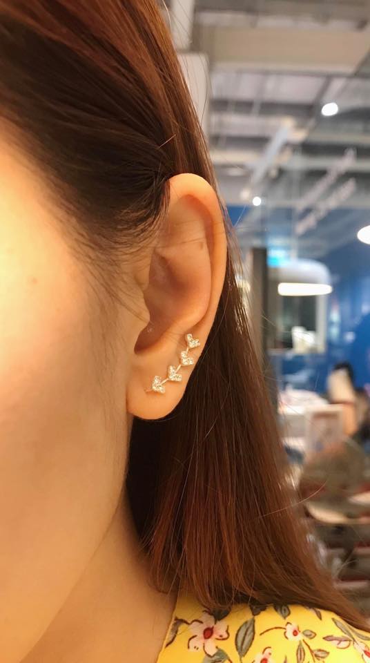 ต่างหูเงินแท้ 92.5% ต่างหูแบบเกี่ยว - แนบใบหู ประดับเพชร cz สวยๆเก๋ๆ