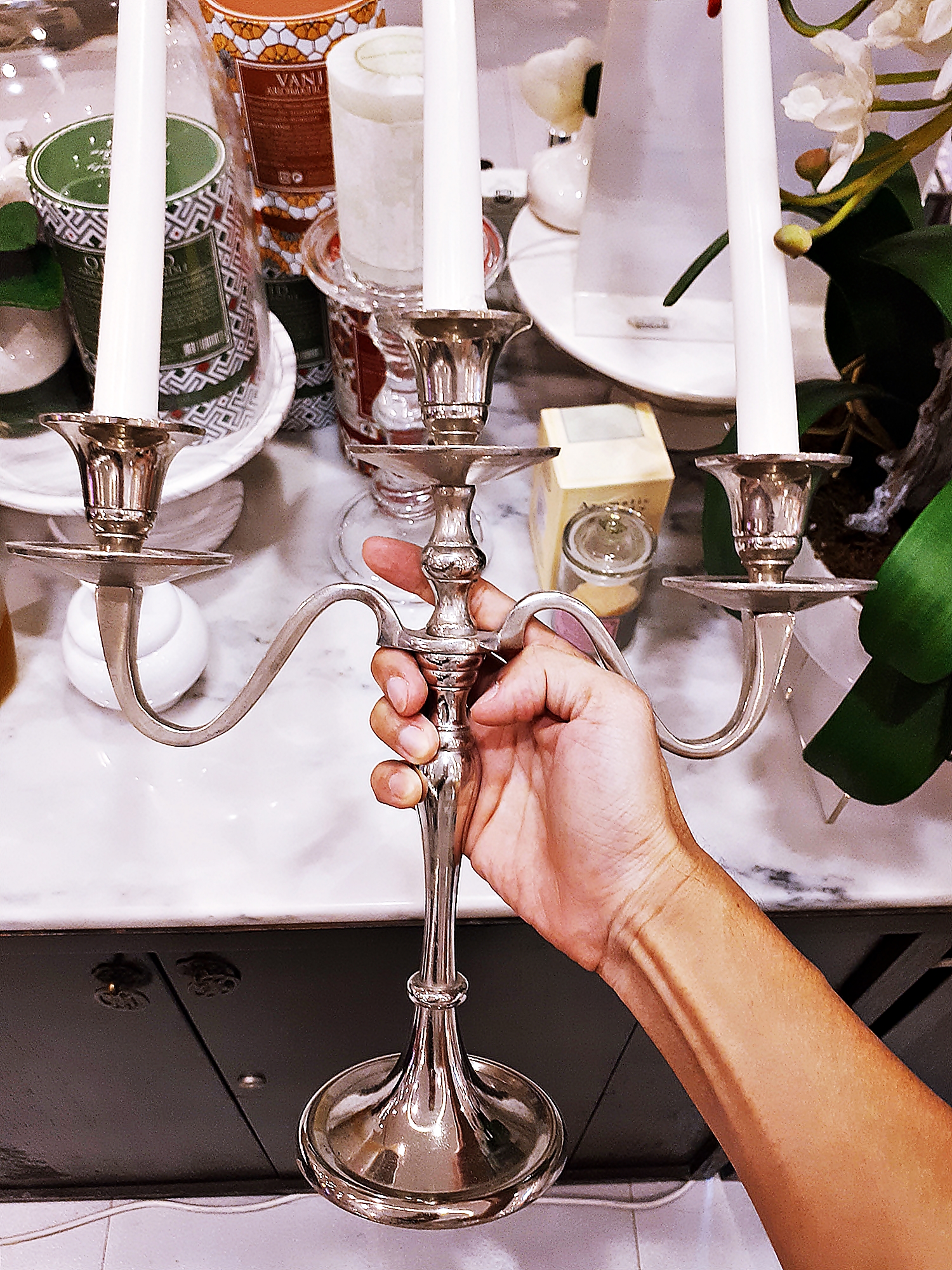 ขาตั้งแสตน เชิงเทียน(3ช่อ) เชิงพวงมาลัยดอกไม้ (ตั้งวางใส่ เทียน พวงมาลัยดอกไม้) (ขายปลีก ขายส่ง)