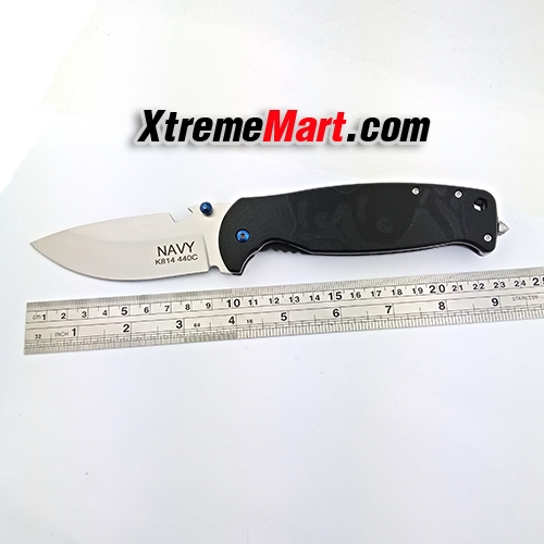 มีดพับ NAVY รุ่น K814 Stainless Steel Folding Knife-Frame Lock ด้ามจับ 2 สไตล์ G10&Stonewash (สีดำ)