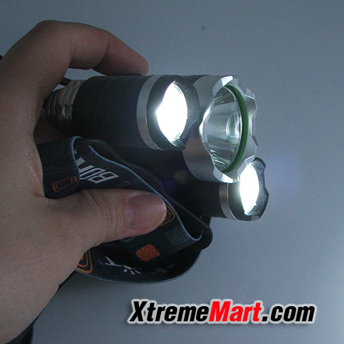 ชุดเซตไฟฉายคาดหัว 3 หลอด Boruit CREE Headlamp Headlight 18650 x 2