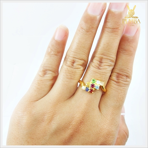 แหวนทองนพเก้าแท้ อัญมณีมงคลสูงสุด(สามารถสั่งทำได้ค่ะ)