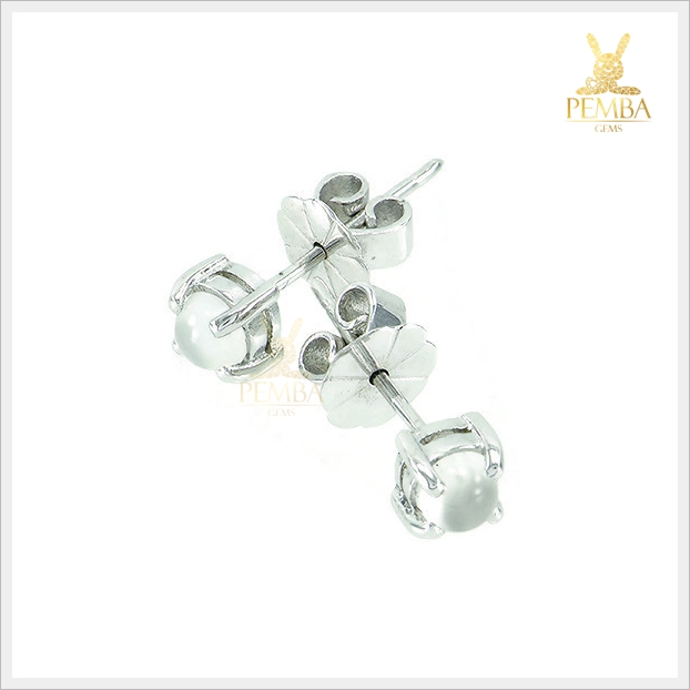 ต่างหูมุกดาหาร ต่างหูมูนสโตน เงินแท้ ต่างหูพลอยแท้