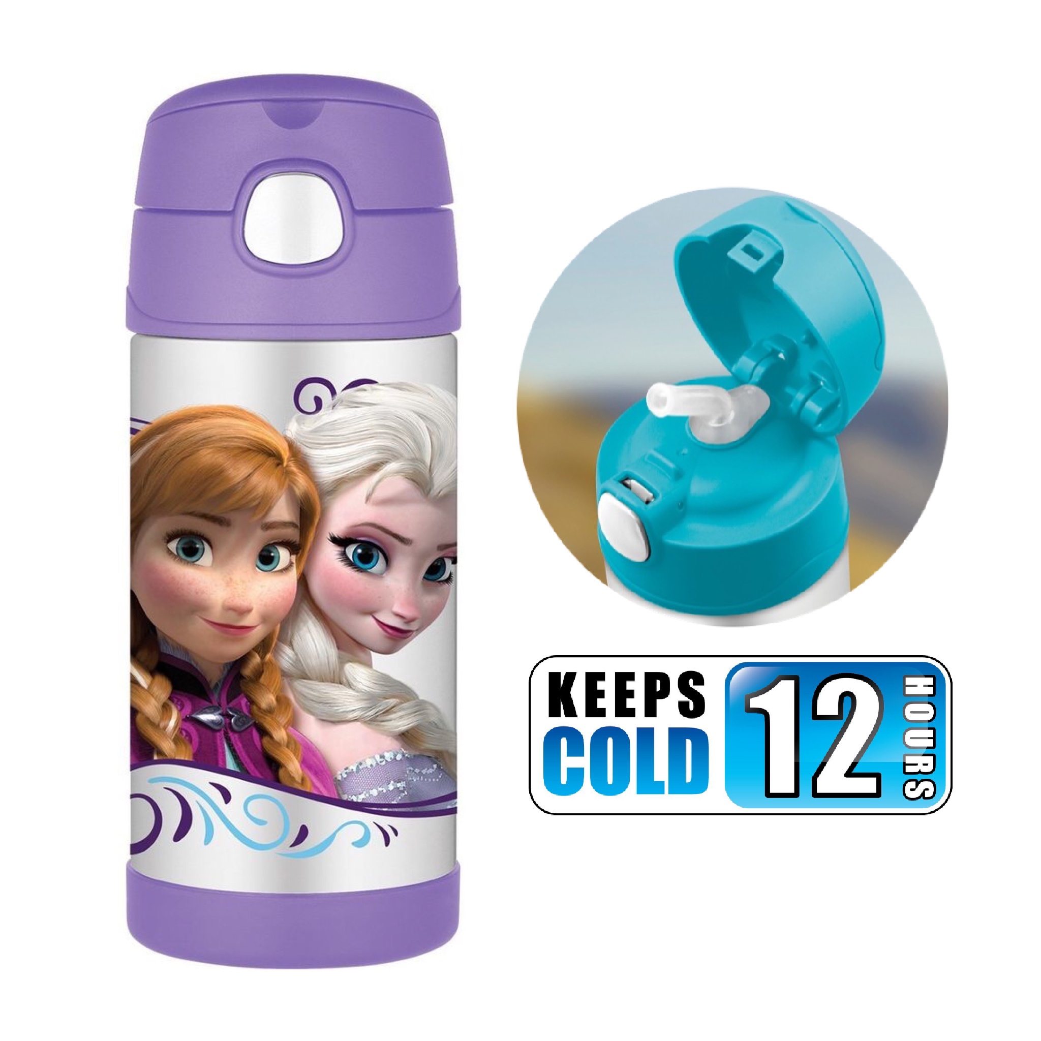 กระติกน้ำสเตนเลสรักษาอุณหภูมิ Thermos FUNtainer Vacuum Insulated Stainless Steel Bottle 12OZ (Frozen Purple)