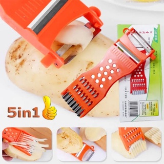 มีดปอกผักผลไม้ ที่ขูดมะละกอ มีดปอกอเนกประสงค์5in1