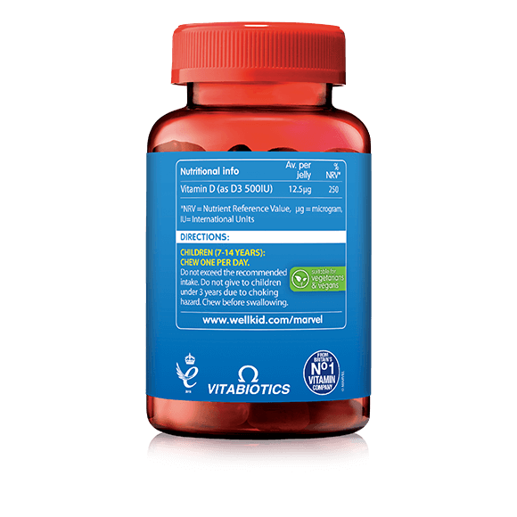 วิตามิน D ชนิดกัมมี่สำหรับเด็กโต Vitabioics Wellkid Marvel Vitamin D