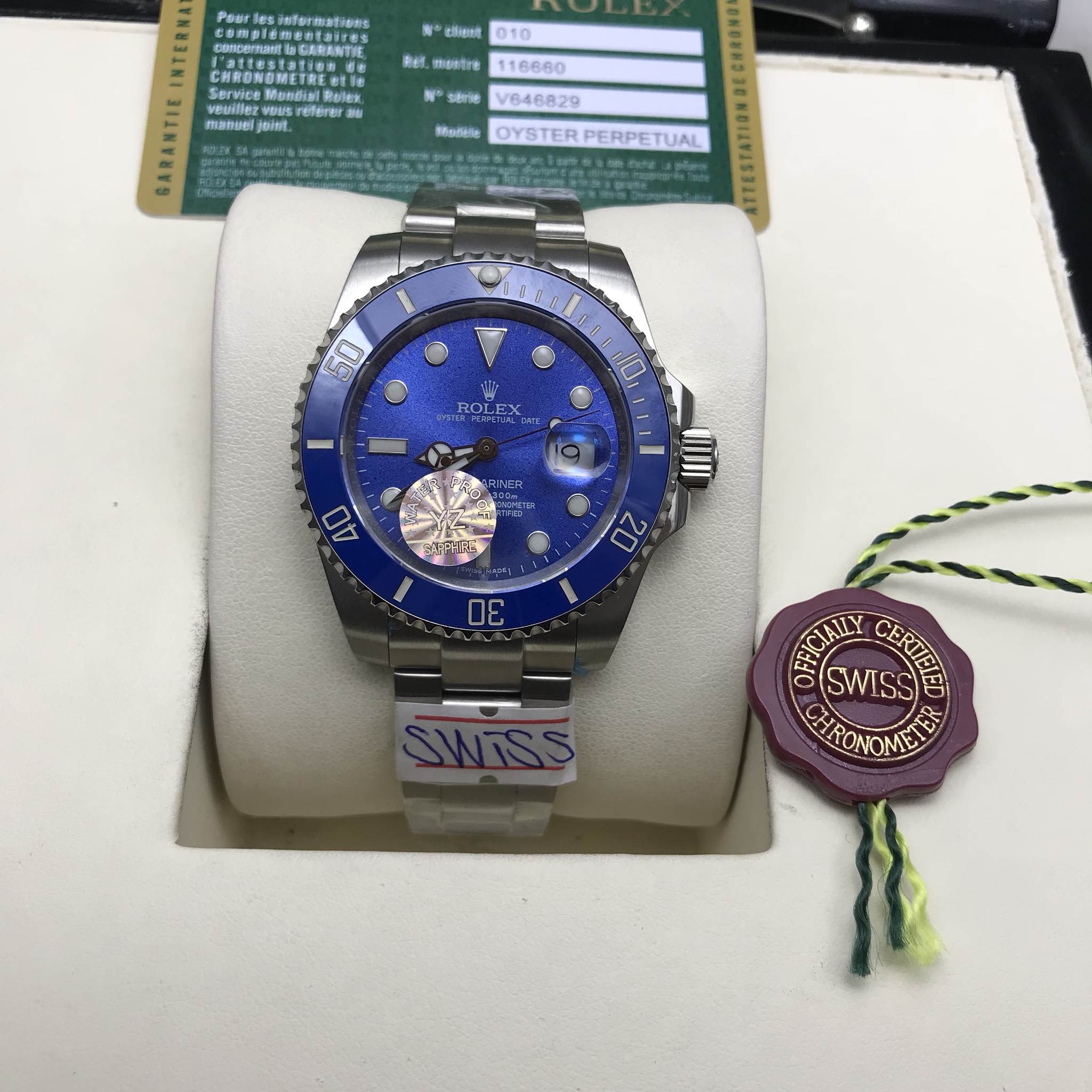 Rolex Submariner Blue Dial 116619LB Swiss Grade งานสวิสจากโรงงาน YZ Factory ลงเครื่อง ETA2824 สามารถอยู่ได้ 28-30 ชม.หลังจากถอด