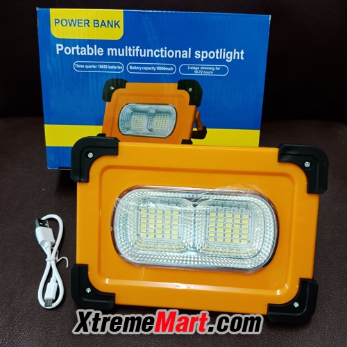 ไฟฉายสปอร์ตไลท์ 40W + Power bank + Solar Cell 1000ลูเมน COB LED 4 โหมด Portable multifunction Spotlight