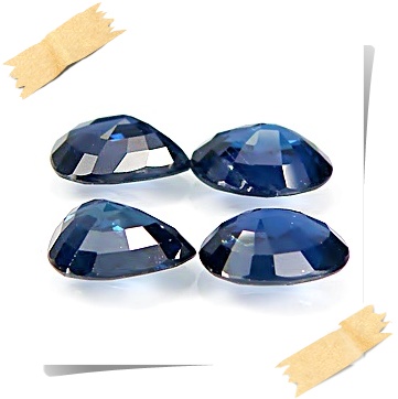 พลอยน้ำเงินมาบิล่า Blue Sapphire จัดเซ็ท รูปไข่และรูปหยดน้ำ หนักรวม 3.73 กะรัต จำนวน 4 เม็ด ขนาดประมาณ 7x5 มิล สีน้ำเงินกำมะหยี่เข้มสวย สีใกล้เคียงกัน