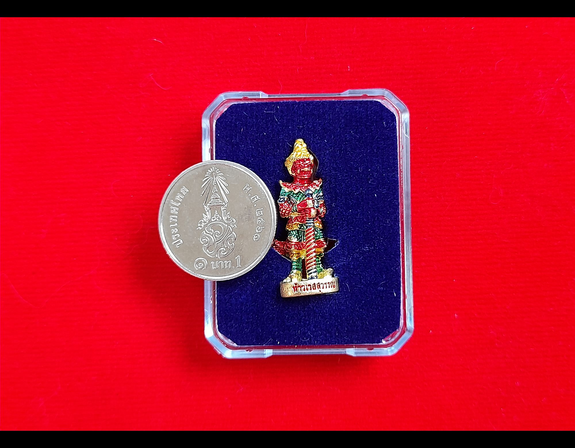 รูปหล่อ ท้าวเวสสุวรรณ (ขนาดพกพาห้อยคอ) เนื้อทองเหลืองลงยา ปี2562 ตอกเลข ตอกโค็ด #รับประกันแท้ - หลวงปุ่หมุน วัดบ้านจาน