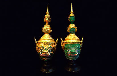 หัวโขนจำลอง ขนาดเล็ก 4 นิ้ว รูปยักษ์ พร้อมขาตั้ง งานละเอียด ประณีต