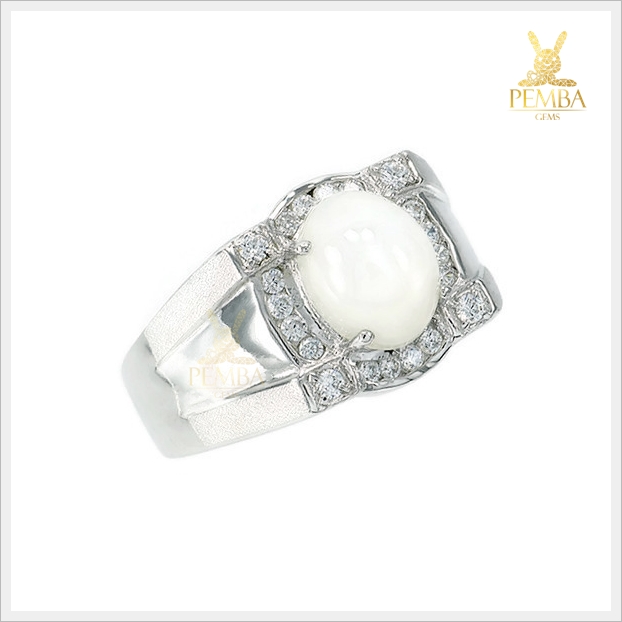 แหวนมุกดาหารแท้ เงินแท้925 ชุบทองคำขาว ใส่เพิ่มความมั่นใจ