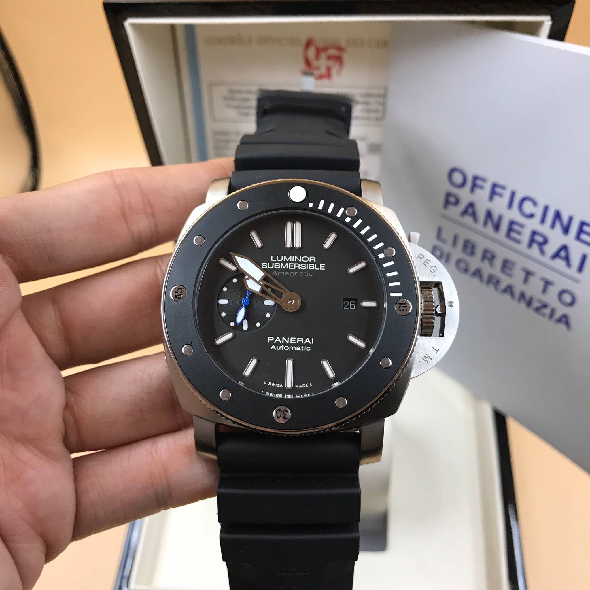 นาฬิกา PANERAI Luminor Submersible 1950 ขอบดำ งาน Mirror Swiss