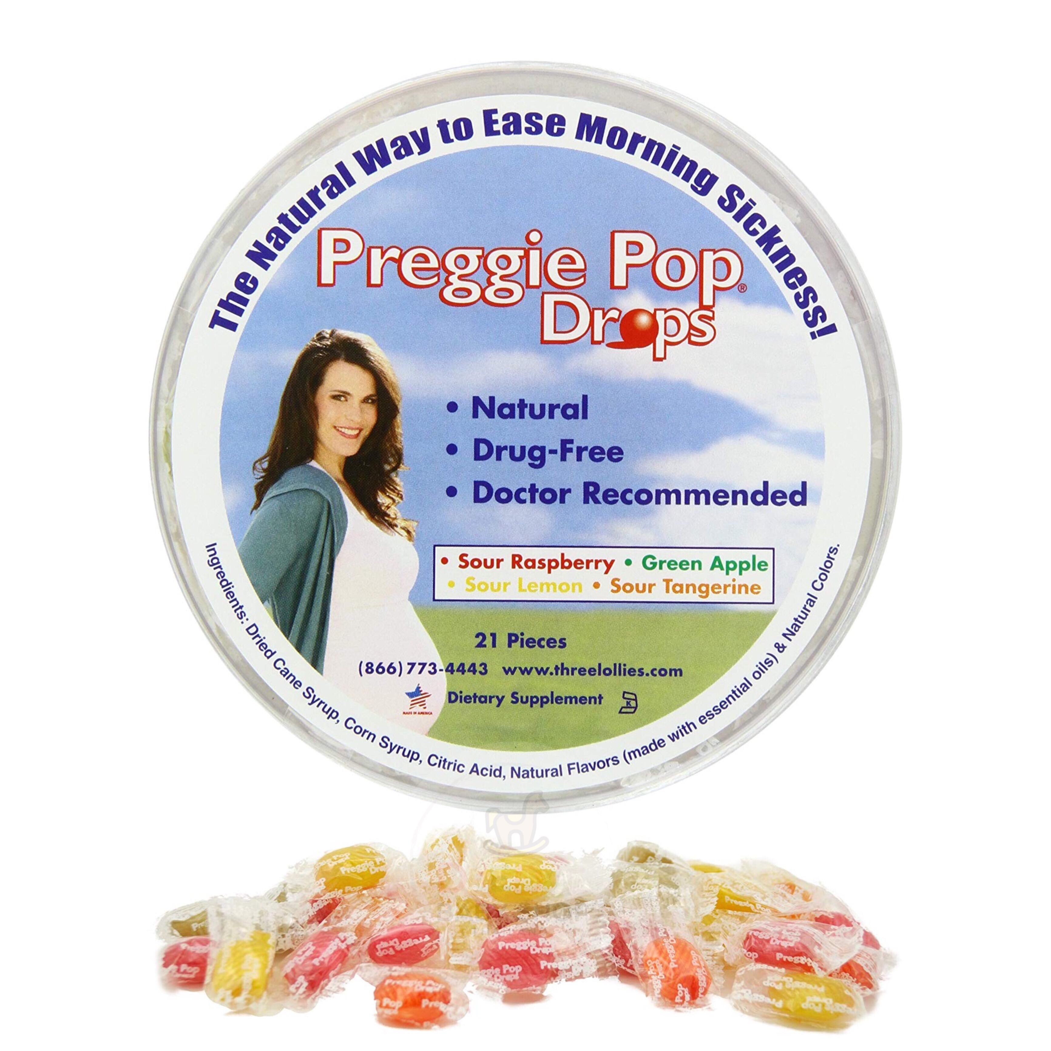 ลูกอมบรรเทาอาการแพ้ท้อง Three Lollies Preggie Pop Drops