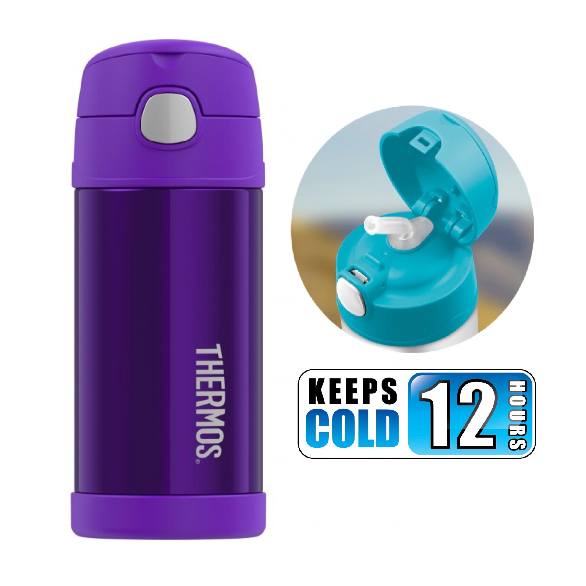 กระติกน้ำสเตนเลสรักษาอุณหภูมิ Thermos FUNtainer Vacuum Insulated Stainless Steel Bottle 12OZ (Violet)