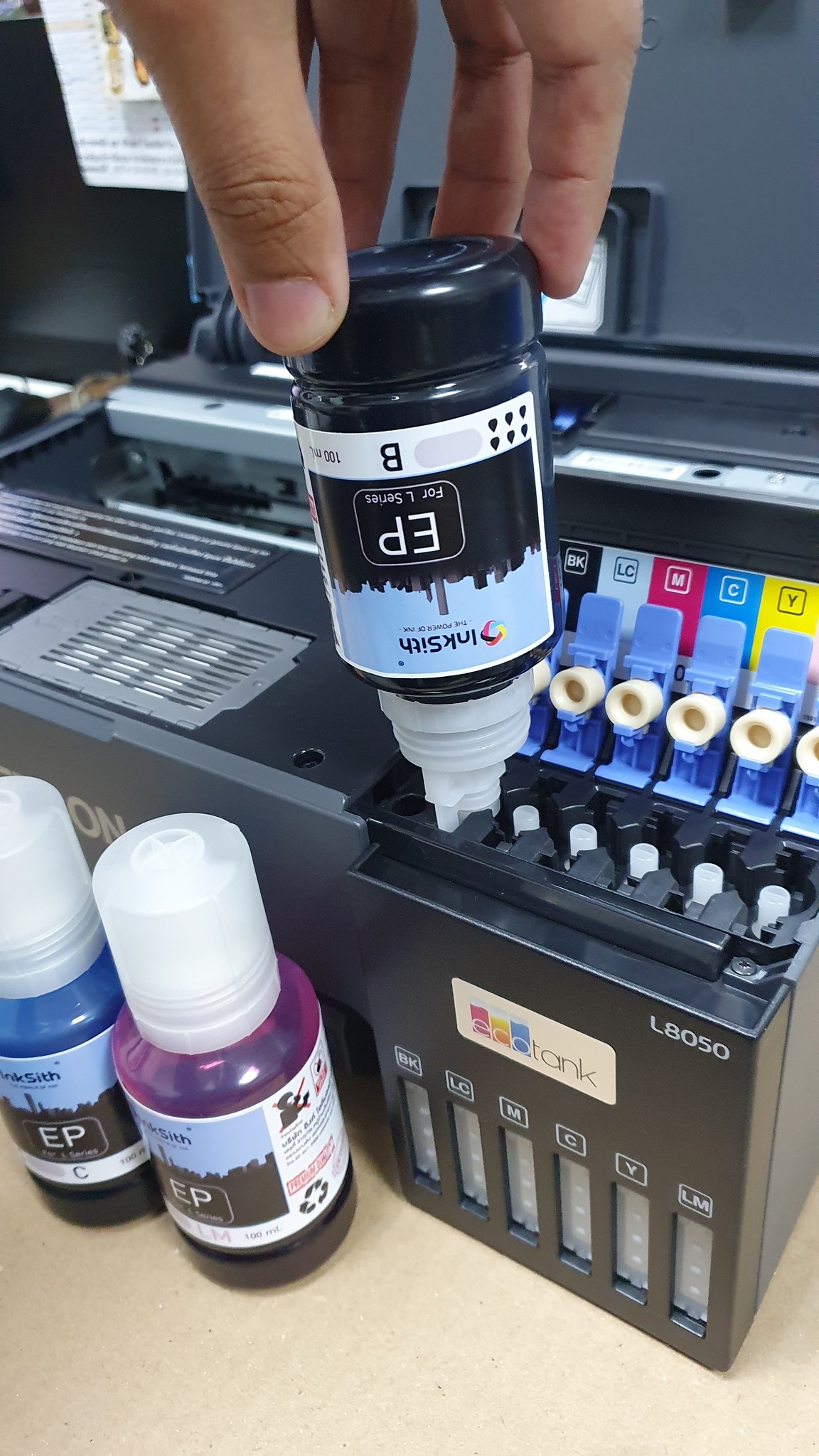 ชุดเซ็ทพิมพ์บัตรพนักงาน EPSON L8050 ความละเอียดสูง ไวไฟ ใหม่ล่าสุด