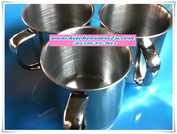 P07371 ถ้วยหูสแตนเลส 8 ซม. (ราคาส่งต่อ 24 โหล: 288 ใบ เฉลี่ย 132 บาทต่อโหล)