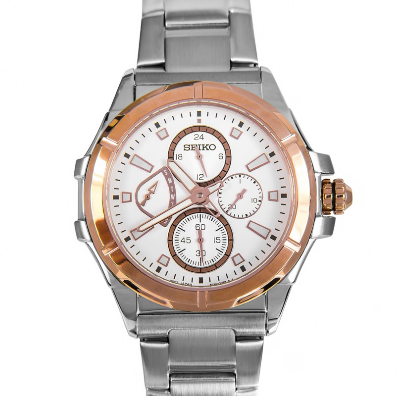 Seiko Men's Gold-tone stainless steel with Silver Dial Analog Watch SRL034P1