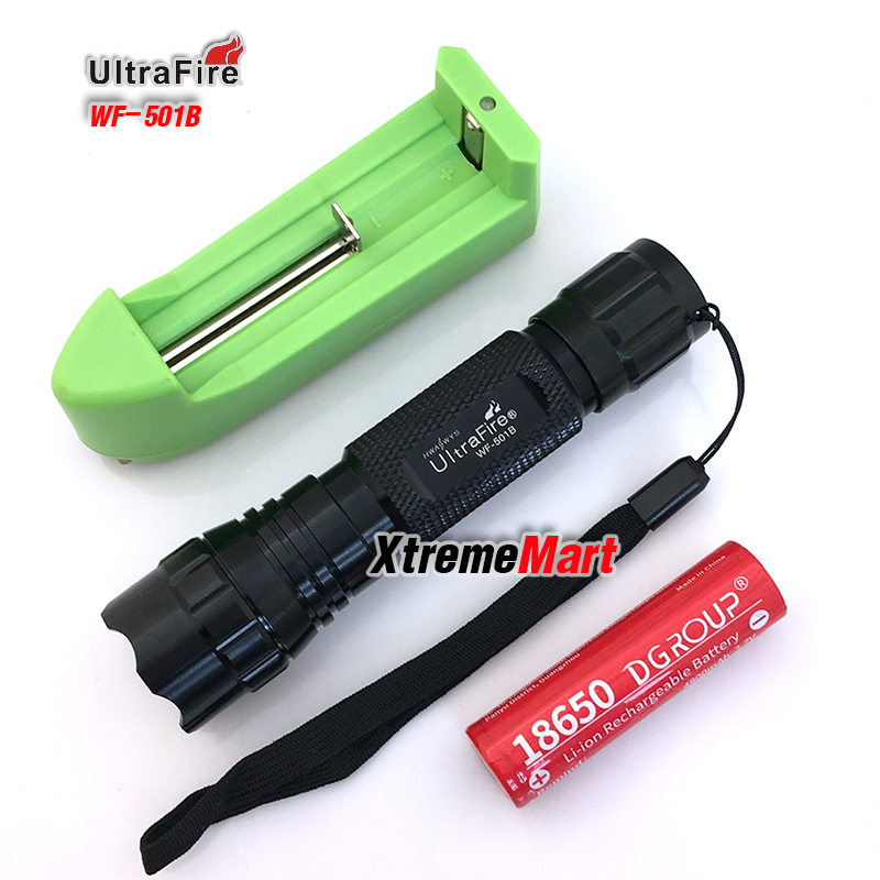 ชุด Combo Set Ultrafire 501B Cree XML-U2 1300 Lumen 5-Mode LED Flashlight (1*18650)