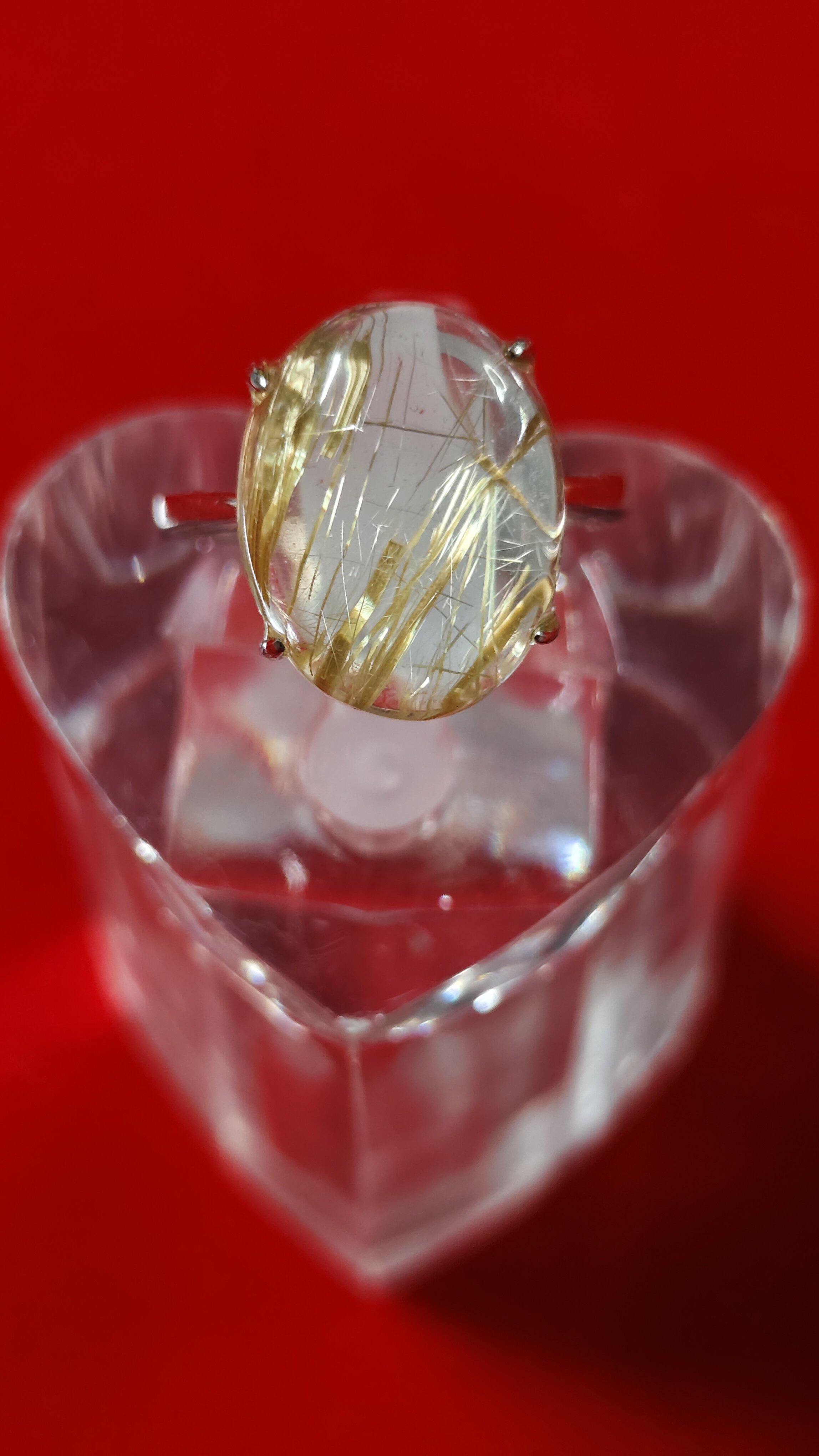 แหวนแก้วไหมทองตัวเรือนเงินแท้