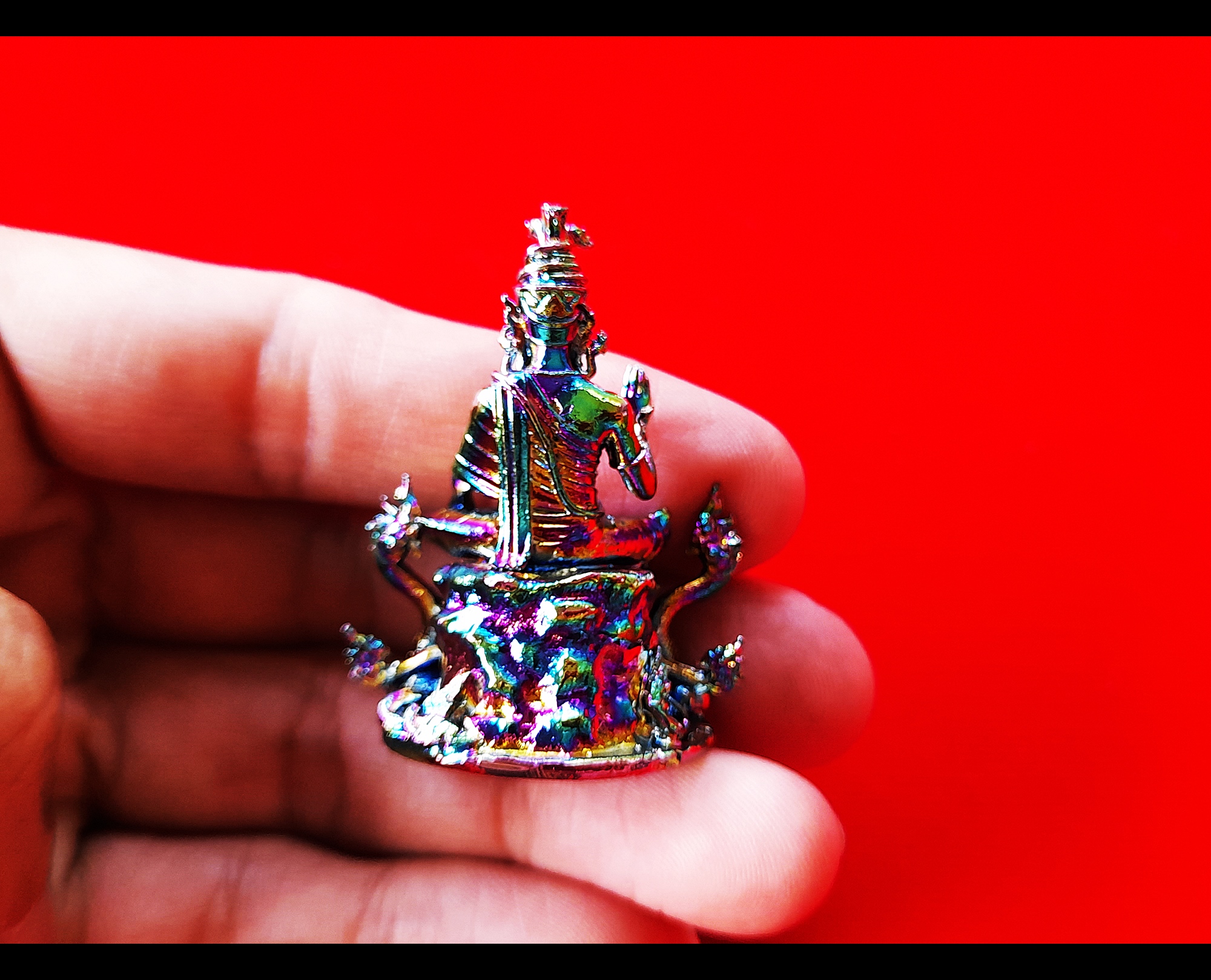 รูปหล่อ พ่อปู่ฤาษี พญานาค(ครูอาจารย์ของเหล่าสายพญานาค) เนื้อไทเทเนียม สีรุ้ง(ขนาดเล็กพกพา) ปี2564 - (เข้าพิธีบวงสรวงแล้ว) #รับประกันแท้