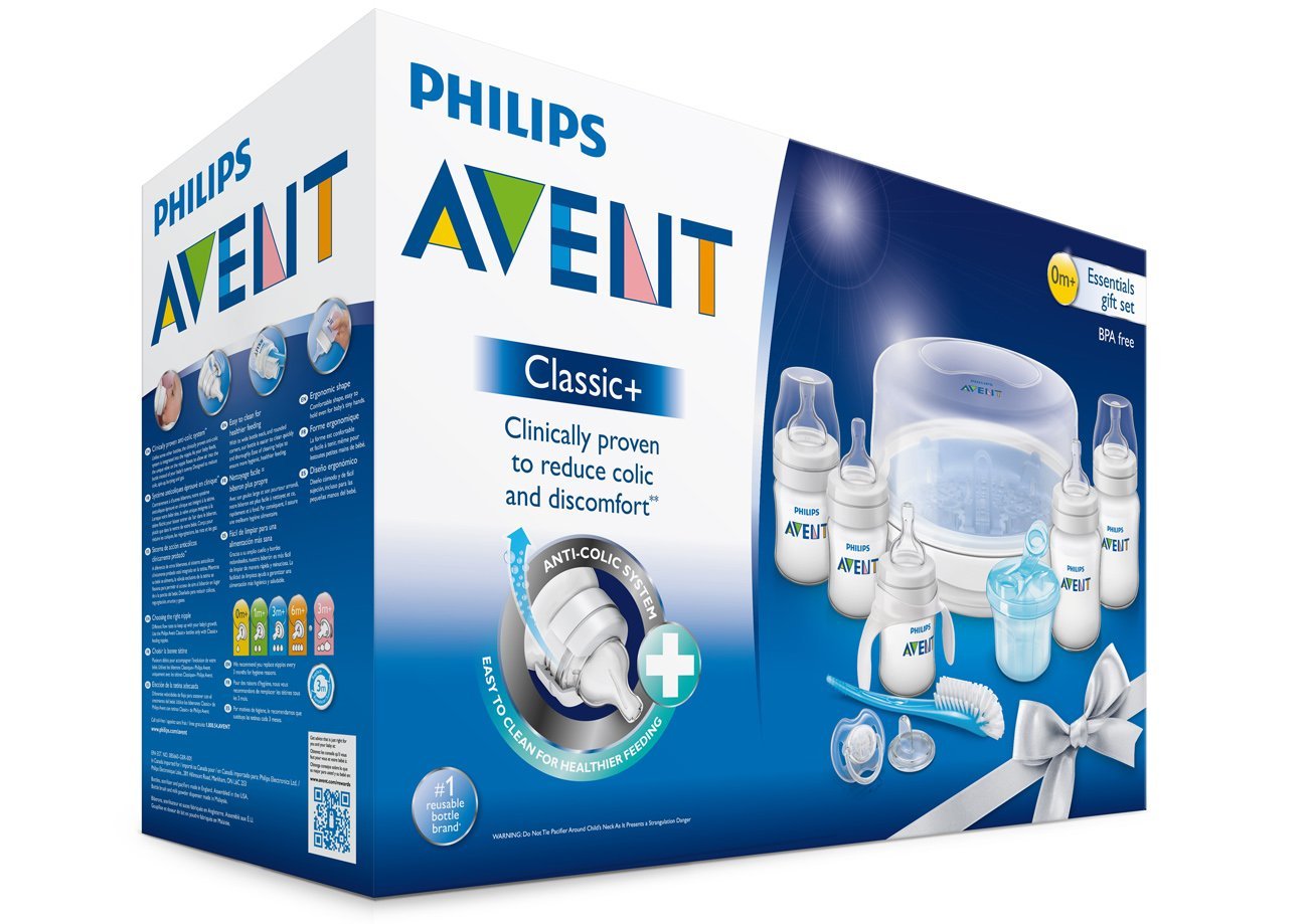 ชุดขวดนมพร้อมอุปกรณ์กำจัดเชื้อโรคด้วยไมโครเวฟ Philips AVENT Essentials Gift Set - Classic