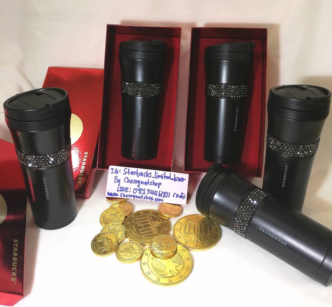 แก้วสตาร์บัคส์ล้อมเพชร,แก้วสตาร์บัคส์หายาก,แก้วสตาร์บัคส์อเมริกา!Starbucks USA Very Rare ,Luxury Limited USA stainless steel tumbler adorne with Swarovski crystals