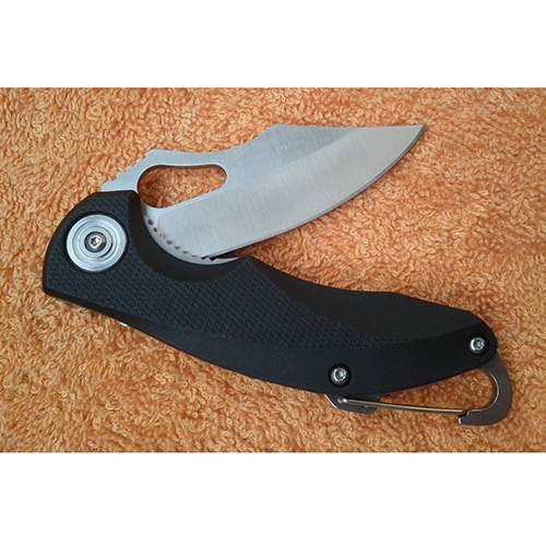 มีดพับ Sanrenmu 7033LUC-PH Stainless Folding Survival Knife High Performance Blade 65 mm Original steel color with black G10 handle new looking