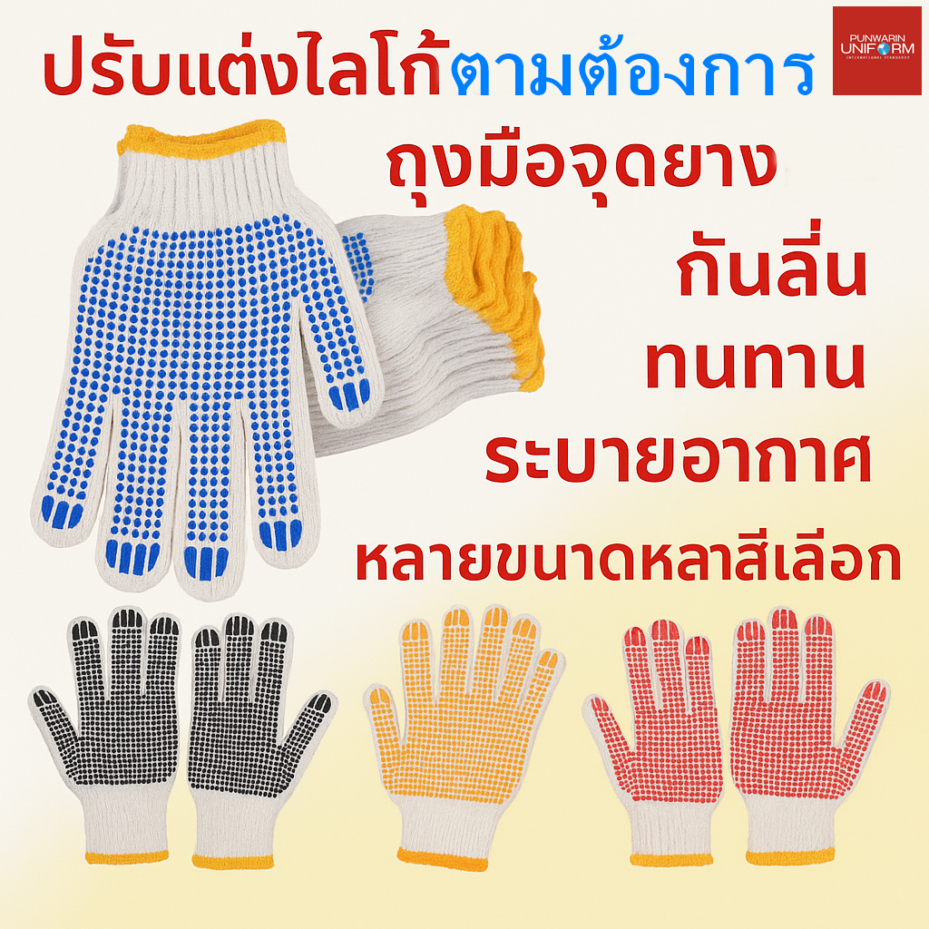 ถุงมือป้องกันแรงงาน เส้นด้ายฝ้าย ด้ายฝ้าย ไนลอนจุดยาง สายป้องกัน ถุงมือ กันลื่น หนา ถัก ทนต่อการสึกหรอ ขายส่ง มือ ทำงานคู่ B6805002 สีภาพ ขนาดเดียว