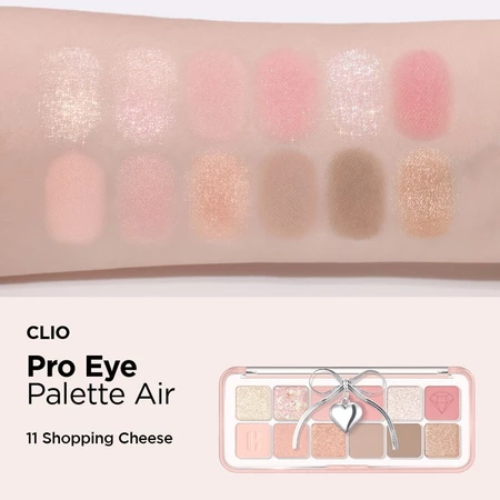 (#11 Shopping Cheese) Clio Pro Eye Palette Air คลีโอ โปรอายพาเลทแอร์ อายแชโดว์พาเลท12 เฉดสี เนื้อแมต ชิมเมอร์ กลิตเตอร์ เนื้อเนียน เกลี่ยง่าย