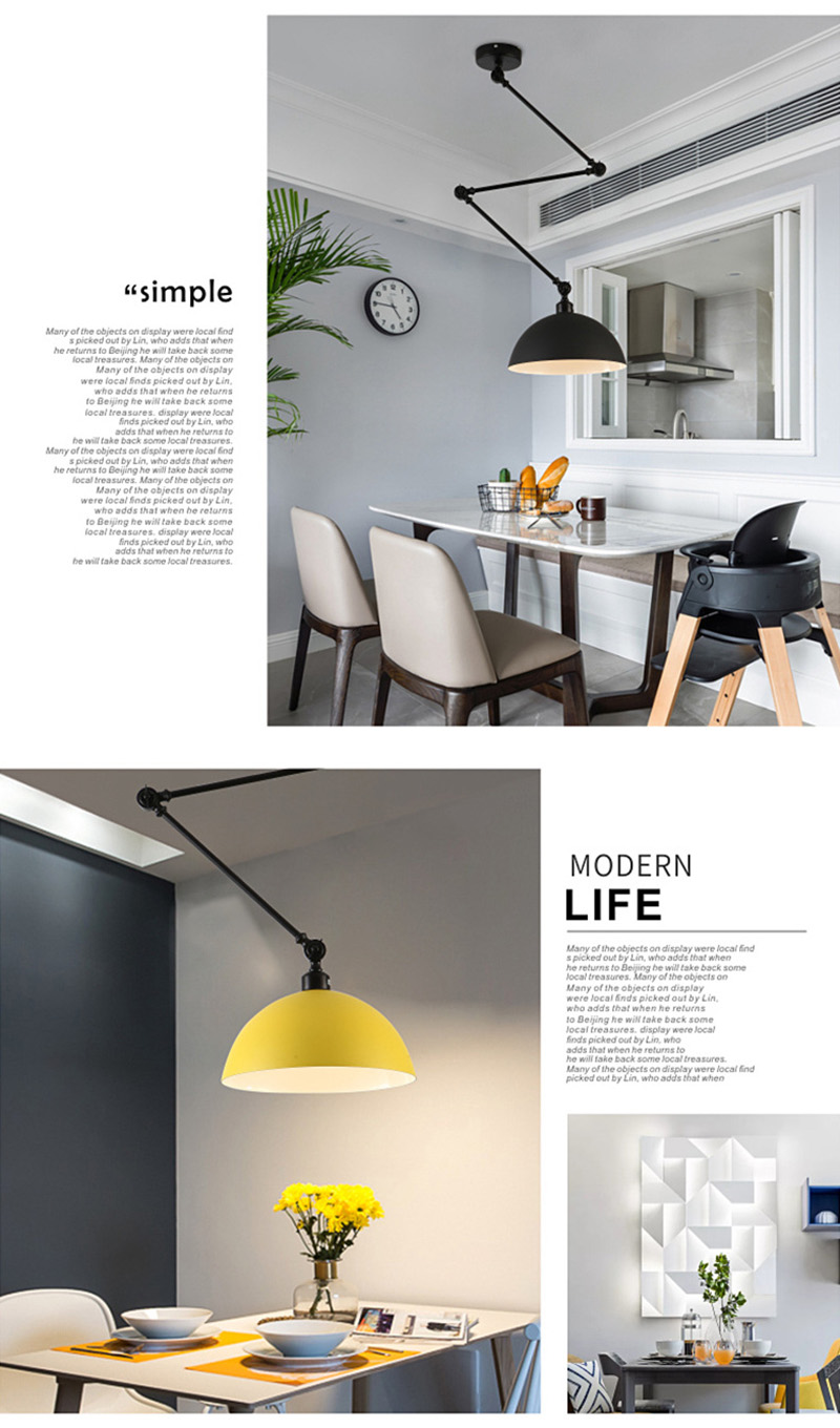 โคมไฟแขวนเพดานโคมไฟระย้าเหล็กหัวเดี่ยวแขน 3 Step ปรับสูงต่ำได้ [DY8157]