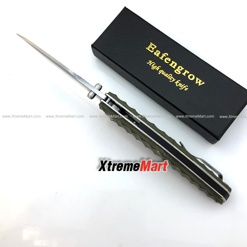 มีดพับ Eafengrow EF913 ด้ามเขียว ใบ Tanto D2 Blade ด้าม G10 Handle Folding knife Survival Camping tool tactical knife (เล่มละ)