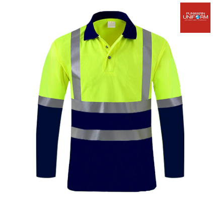 เสื้อโปโลสะท้อนแสงจากยุโรปและอเมริกาสำหรับผู้ชาย สีเหลืองเรืองแสง ระบายอากาศได้และหลวม ท็อปส์ซูในต่างประเทศที่ทำเองในเวลากลางคืนของคนงานสุขาภิบาล SKU-03254 สีภาพ S-4XL