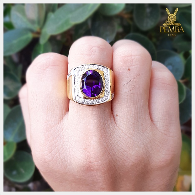 แหวนพลอยอเมทิสต์แท้ ทองแท้(สามารถสั่งทำได้ค่ะ)