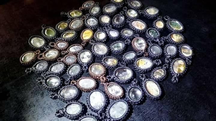 จี้โป่งข่าม แก้วขนเหล็ก หุ้มถักเชือก (ขายปลีก ขายส่ง)