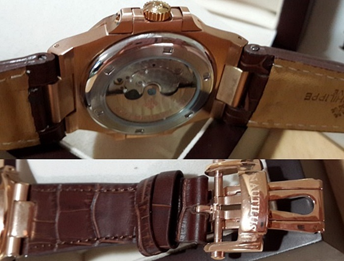 นาฬิกา Patek Philippe รุ่น Nautilus สี Pink Gold สายหนังสีน้ำตาล หน้าปัดสีน้ำตาล