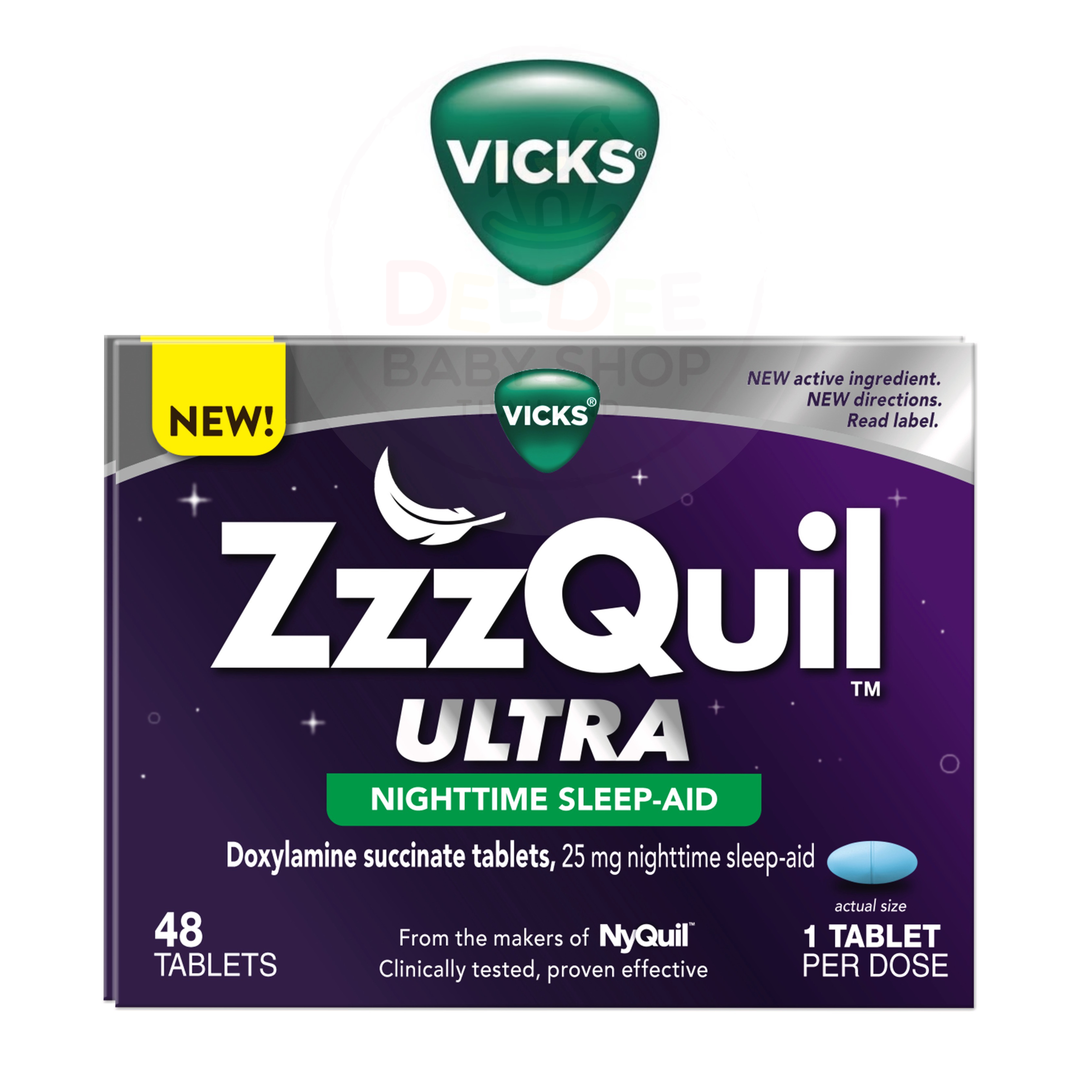 วิตามินเสริมการนอนหลับสูตรเข้มข้น Vicks ZzzQuil Ultra Nighttime Sleep-Aid (48 Tablets)